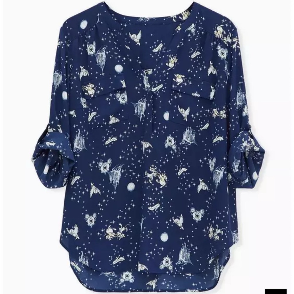 Disney Torrid Navy Blue Cinderella Print Blouse